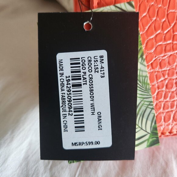 Badgley Mischka Croco Crossbody Bag with Logo Plate NWT - Picture 3 of 9